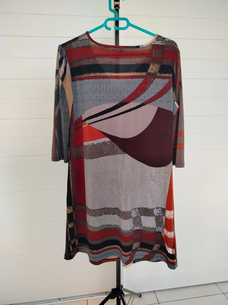 Red brown graphic pattern dress size M – photo 3